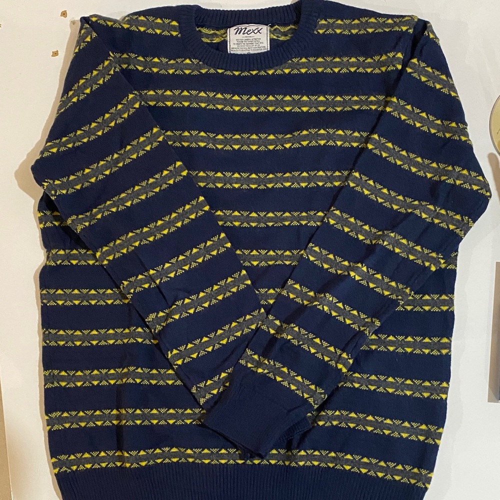 Mexx Men's Sweater with Navy and Yellow Pattern